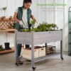 Wood Planter w/Lockable Wheels