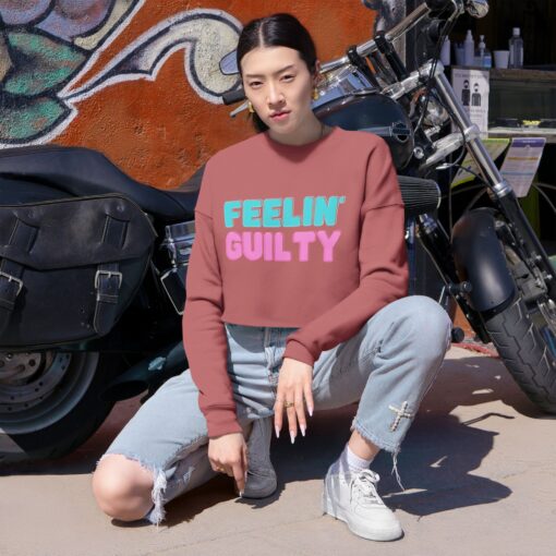 Women's Cropped Sweatshirt | Feeling Guilty Teasing Statement Graphic, Tension Mystique Jumper, Fun Wardrobe Addition, Ladies Fashion Top, - Image 4