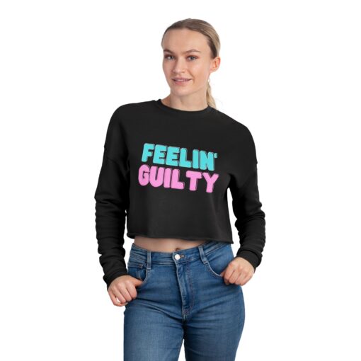 Women's Cropped Sweatshirt | Feeling Guilty Teasing Statement Graphic, Tension Mystique Jumper, Fun Wardrobe Addition, Ladies Fashion Top, - Image 12