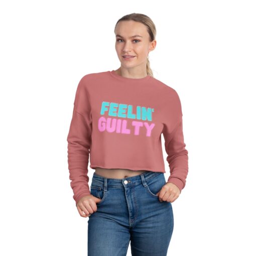 Women's Cropped Sweatshirt | Feeling Guilty Teasing Statement Graphic, Tension Mystique Jumper, Fun Wardrobe Addition, Ladies Fashion Top,