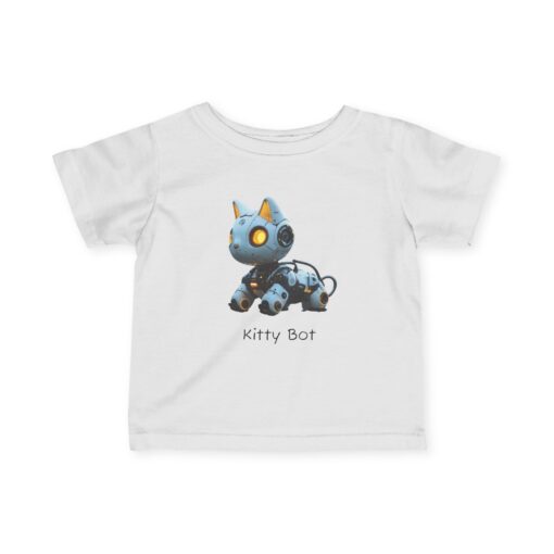Kitty Bot Tee | Personalized Robot Cat Baby Shirt, Infant Fine Jersey Top, Cute Cat Design, Customizable Onesie, Kids T-Shirt