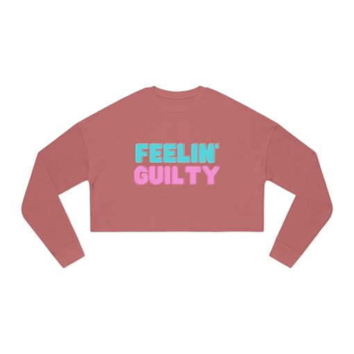 Women's Cropped Sweatshirt | Feeling Guilty Teasing Statement Graphic, Tension Mystique Jumper, Fun Wardrobe Addition, Ladies Fashion Top, - Image 2