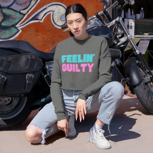 Women's Cropped Sweatshirt | Feeling Guilty Teasing Statement Graphic, Tension Mystique Jumper, Fun Wardrobe Addition, Ladies Fashion Top, - Image 7